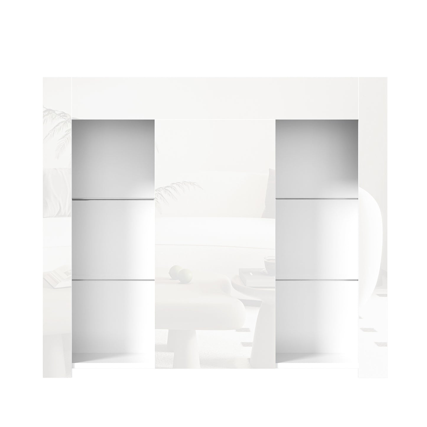 Sideboard – Dressoir – Opbergkast – Buffetkast – Wit Hoogglans – Glazen Legplanken – Compact 95x35x83 cm
