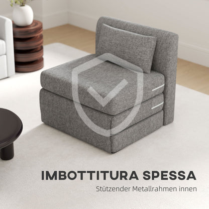 Slaapstoel – Guestbed – Slaapfauteuil – Logeerbed – Opklapbed – 3-Voudig Opvouwbaar – Stevig Metalen Frame – Compact Grijs Design – 80x75x74 Cm