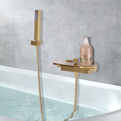 Badkraan – Badmengkraan – Thermostaatkraan – Mengkraan – Badmengkraan Set – Gouden Afwerking – Brede Watervaluitloop