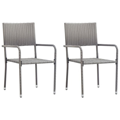 Garden-dining chairs 2pcs stackable gray poly rattan, Space-Saving Outdoor Seating, Outdoor Entertaining Chairs, Stackable Garden Chairs, Modern Rattan Design, Contemporary Garden Style, Low-Maintenance Material, Small Space