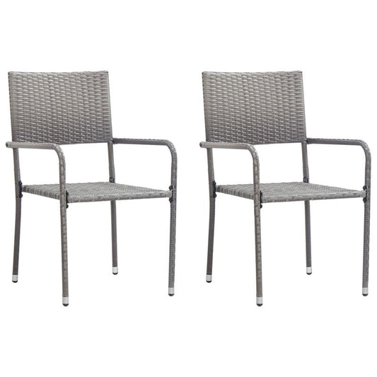 Garden-dining chairs 2pcs stackable gray poly rattan, Space-Saving Outdoor Seating, Outdoor Entertaining Chairs, Stackable Garden Chairs, Modern Rattan Design, Contemporary Garden Style, Low-Maintenance Material, Small Space
