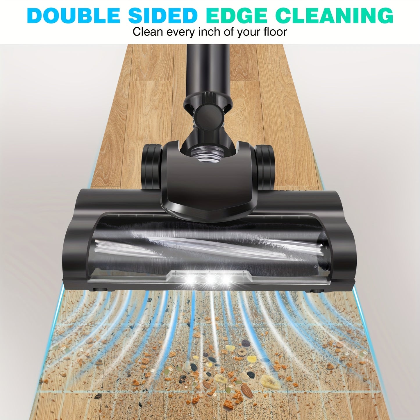 Cordedless Vacuum Cleaner, Brushless 15KPa Upright Handheld Stick Vacuum, Lightweight Vacuum with Overheating Protection, 500ml Dustbin Handheld Vacuum for Carpet, Pet Hair, Carpet Vacuuming, Quick Cleanup, Lightweight Design