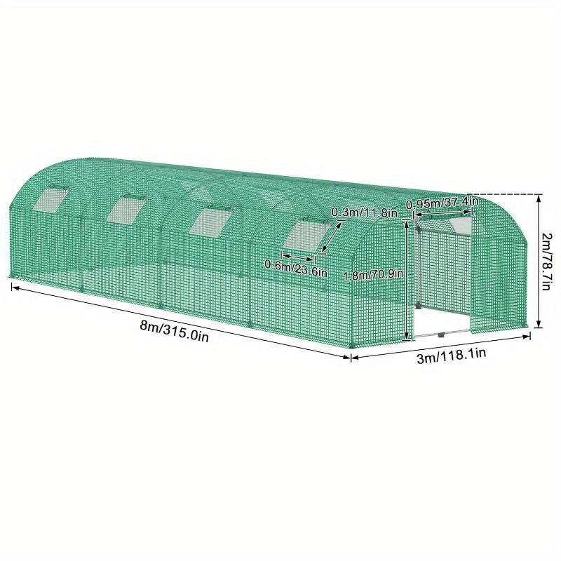 Kasfolie Tunnel – Kasje – Tuinkas – Plantenkas – Groeikas – 3x8 Meter – Transparante Plastic Folie – Ventilatieraampjes