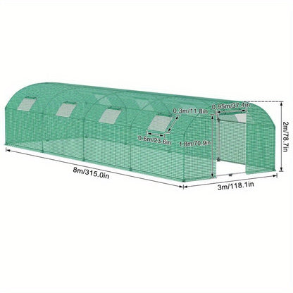 Kasfolie Tunnel – Kasje – Tuinkas – Plantenkas – Groeikas – 3x8 Meter – Transparante Plastic Folie – Ventilatieraampjes