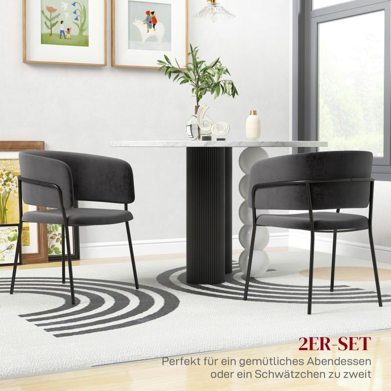 Velvet Eetkamerstoelen – Stoelen – Zitmeubels – Eetkamerstoelen Set – Keuken Stoelen – Comfortabele Rugleuning – Stevige Stalen Poten – Grijs – Compact 57x53x73 cm