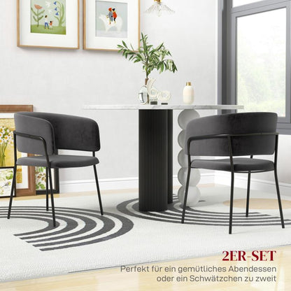 Velvet Eetkamerstoelen – Stoelen – Zitmeubels – Eetkamerstoelen Set – Keuken Stoelen – Comfortabele Rugleuning – Stevige Stalen Poten – Grijs – Compact 57x53x73 cm
