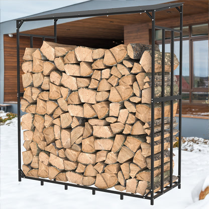 Houtopslagrek – Brandhoutrek – Haardhoutrek – Houtrek – Houtbak – Zwart Stalen Ontwerp – 182x70x187 cm – 400 kg Draagvermogen
