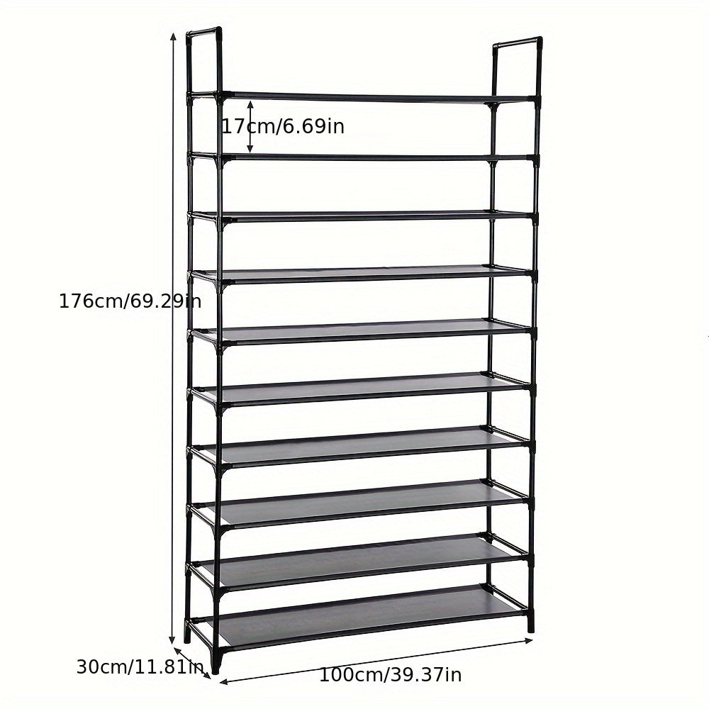 Schoenenkast – Schoenenrek – Schoenopberger – Schoenenplank – Schoenendisplay – 10 Niveaus – Geschikt Voor 48 Paar Schoenen – Waterbestendig – Vrijstaand Ontwerp