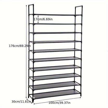 Schoenenkast – Schoenenrek – Schoenopberger – Schoenenplank – Schoenendisplay – 10 Niveaus – Geschikt Voor 48 Paar Schoenen – Waterbestendig – Vrijstaand Ontwerp