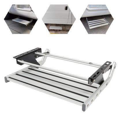 Instaptrap Camper – Opvouwbare Trap – Caravan Trap – Bus Instap – Enkele Trede – Aluminium Legering – Antislip Voetplaat – Draagkracht 150 kg – Zilver