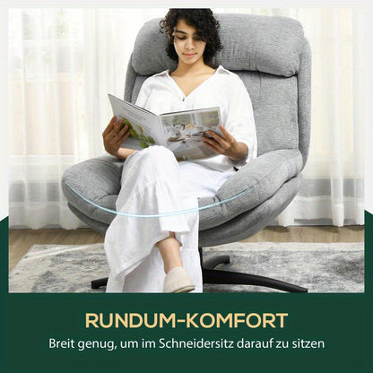 Draaistoel – Zwenkstoel – Lounge Stoel – Accentstoel – Fauteuil – 360 Graden Draaibaar – Zachte Chenille Bekleding – Foamvulling – Grijs Met Zwarte Poten – Eenvoudige Montage