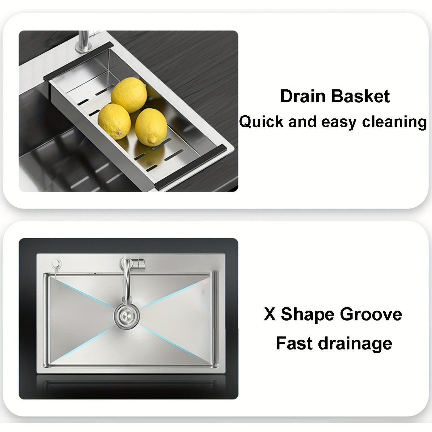 Onderbouw Spoelbak – Keukenspoelbak – Enkele Kom – RVS Spoelbak – Inbouw Spoelbak – 80x50x22 cm – Roestvrij Staal – Inclusief Zeepdispenser & Uittrekbare Kraan