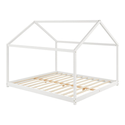 Houten Huisbed – Kinderbed – Bedhuis – Speelbed – Bedhuisje – 120 x 200 cm – Grenenhout Wit – Eenvoudige Montage – Veilig & Knus