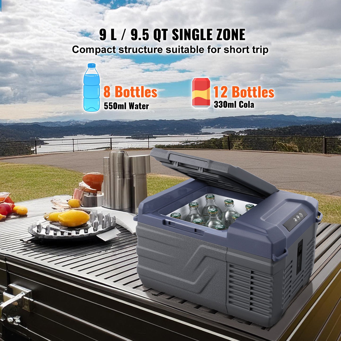 Draagbare Koelkast – Koelbox – Mini Koelkast – Mobiele Koelkast – Camping Koelkast – 9 Liter – Temperatuur Instelbaar – Bluetooth Bedienbaar