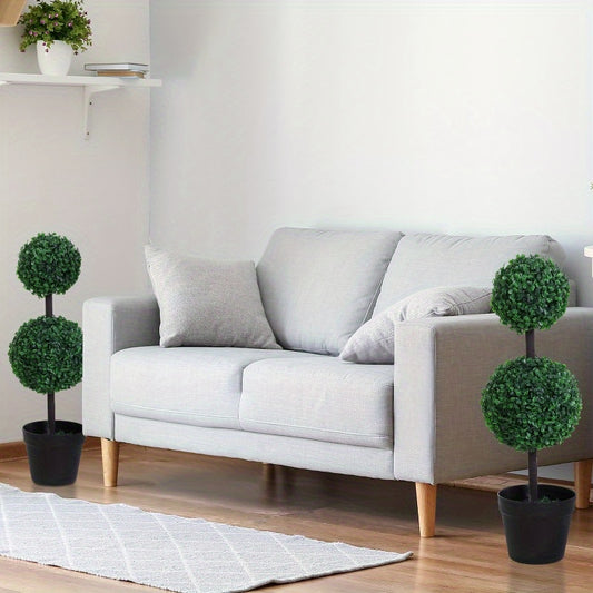 Kunstplant – Nepplant – Sierplant – Kunstboom – Kunstboomset – Set Van 2 Grote 67cm – Realistische Metalen Fake Bomen – Onderhoudsvrij – Duurzame Plastic Potten