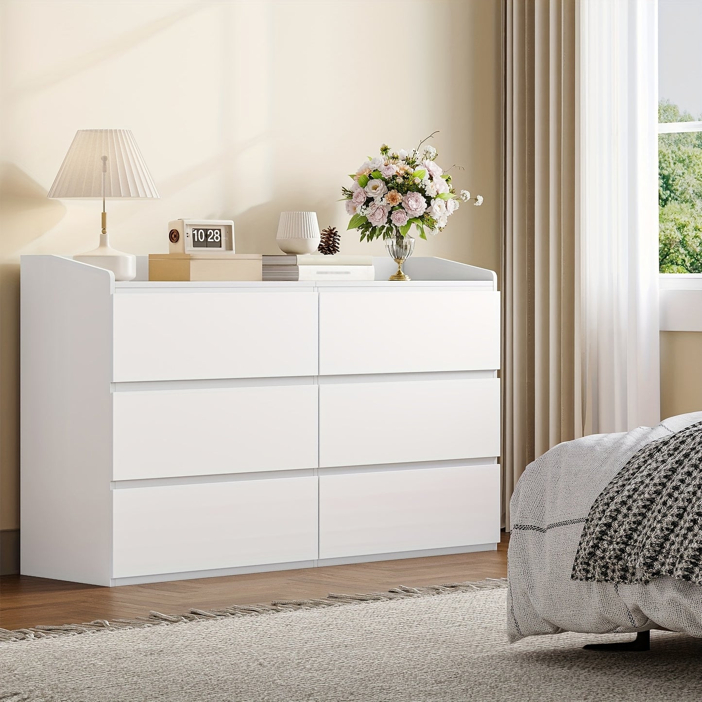 Commode – Ladekast – Dressoir – Opbergkast – Kast – Wit – 6 Lades – Hoogwaardig Spaanplaat – 138x40x84 cm