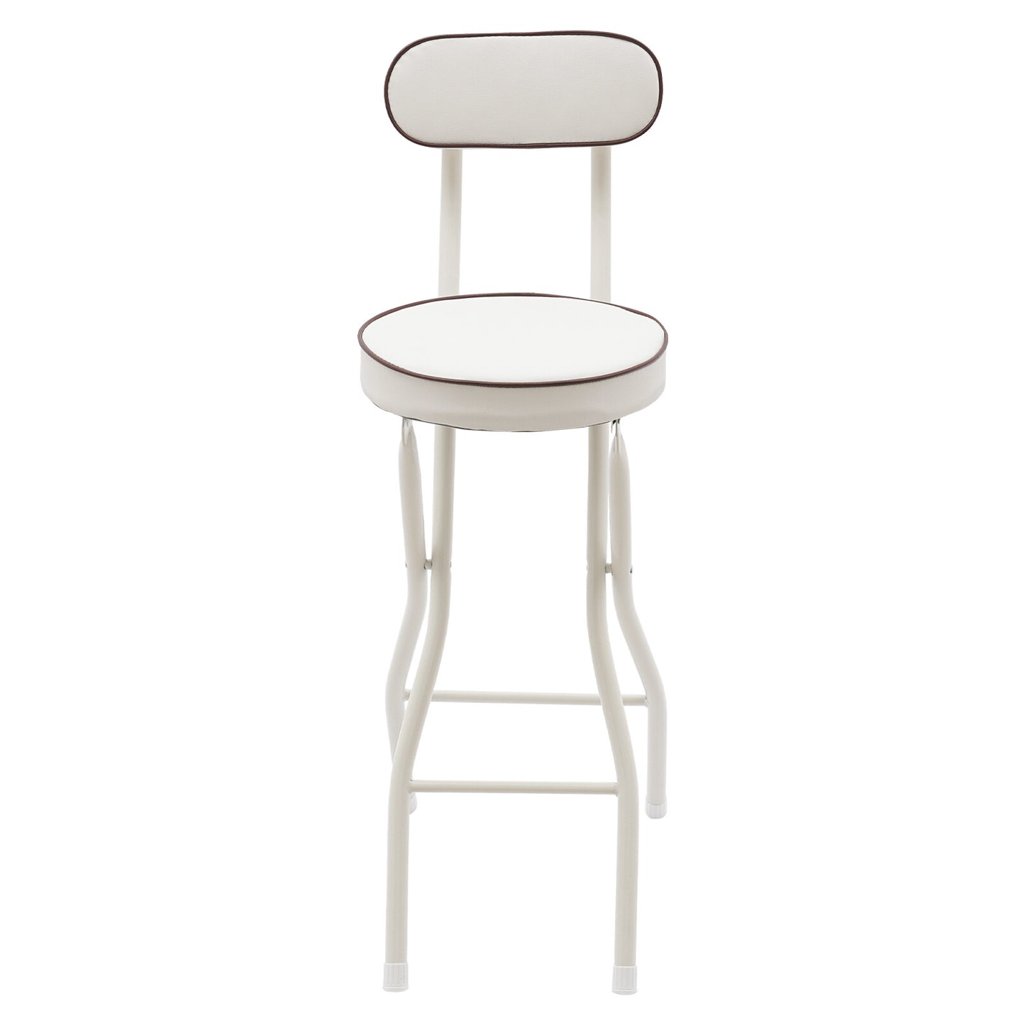 Barstoel – Barkruk – Barstoel Kruk – Barstoelen – Barkrukken – Inklapbaar – Gestoffeerde Zitting – Wit PU – Stalen Frame – Compact Opvouwbaar
