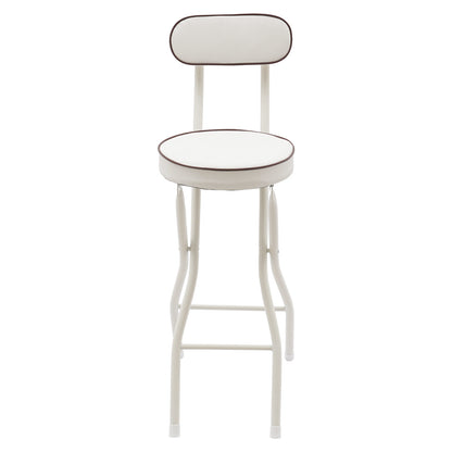 Barstoel – Barkruk – Barstoel Kruk – Barstoelen – Barkrukken – Inklapbaar – Gestoffeerde Zitting – Wit PU – Stalen Frame – Compact Opvouwbaar