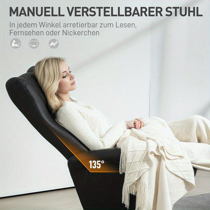 Draaifauteuil – Relaxfauteuil – Lounge Chair – Fauteuil Met Voetenbank – Zwarte Draaistoel – Ergonomisch Verstelbare Rugleuning – Massief Houten En Metalen Frame 150kg Capaciteit