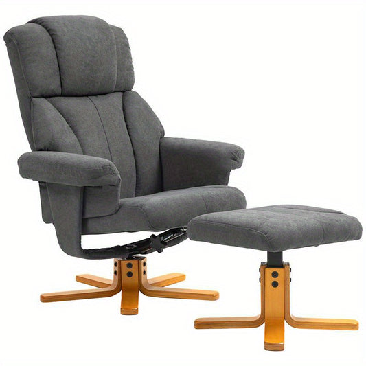 Adjustable Recliner Chair with Footrest - Heavy-Duty Hardwood Frame, Manual Recliner Sofa with Cushioned Seat & Backrest, Easy Assembly Living Room, Bedroom, Home Office Chair - Sturdy Base for Living Room, Dining Area, Balco