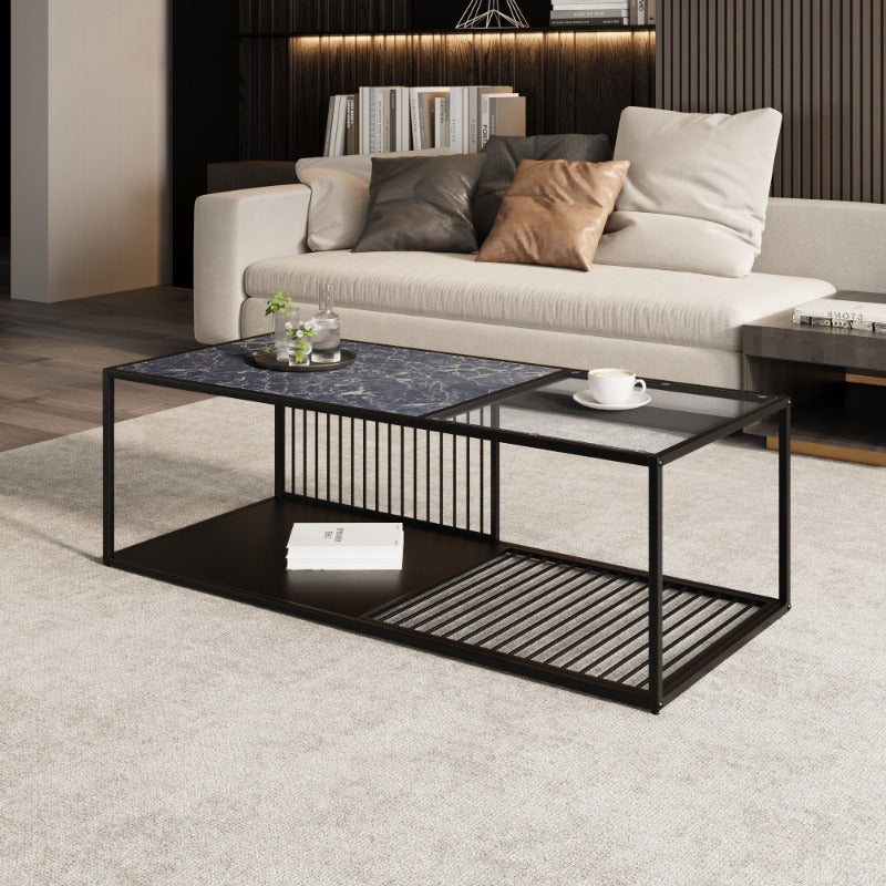 Industrieel Modern Salontafel – Vintage Tafel – Woonkamer Tafel – Center Tafel – Metaal Tafel – Stevige IJzeren Constructie – Grote Open Opbergruimte