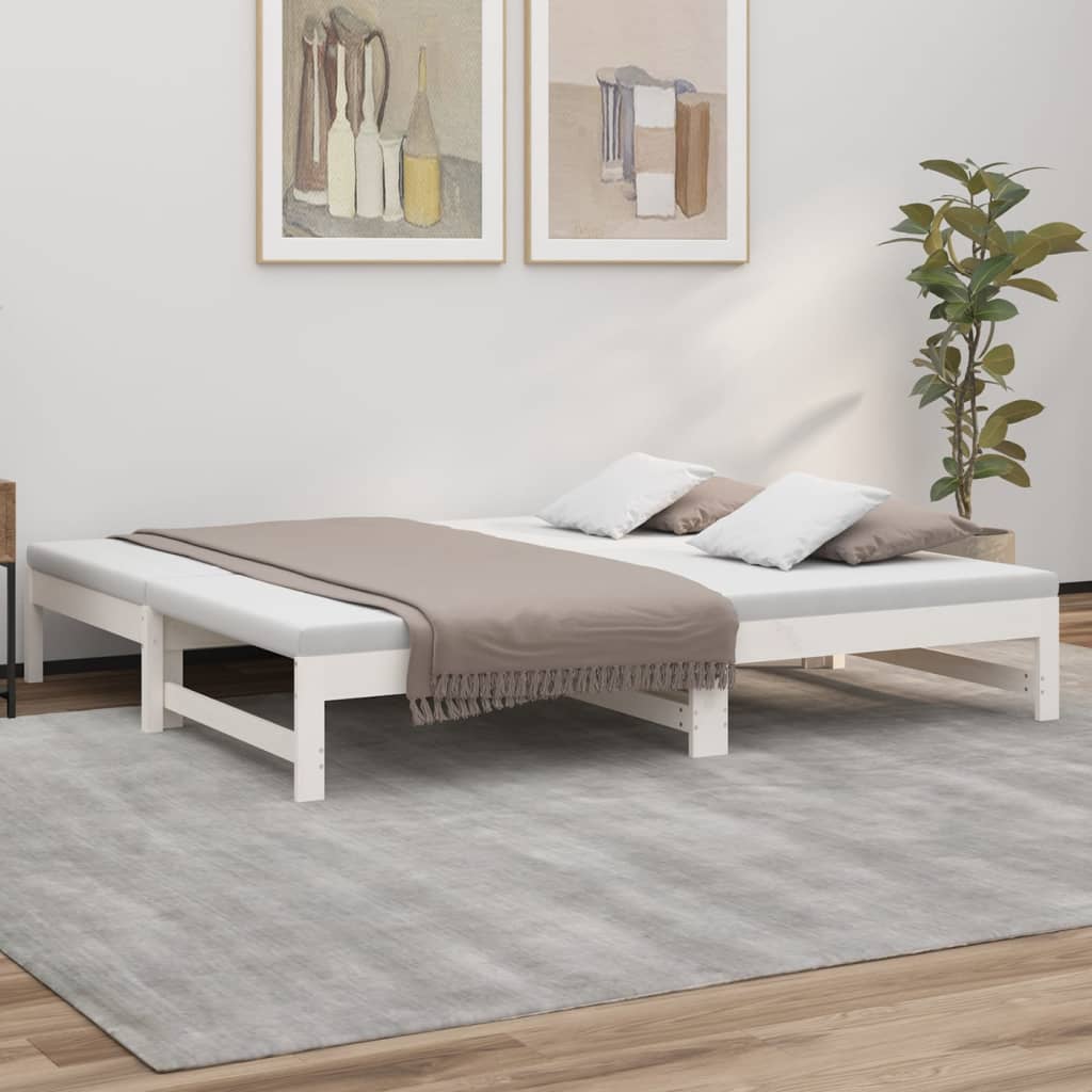 Slaapbank – Bedbank – Slaapstoel – Logeerbed – Opklapbed – Massief Dennenhout – 195,5x148x30 cm