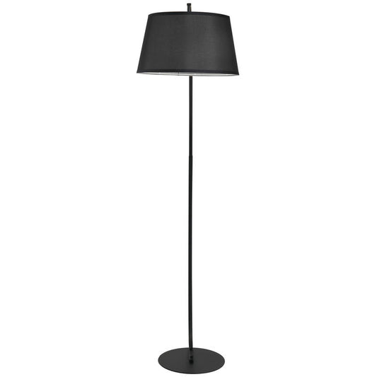 Modern Black Drum Lamp Shade with Curved Metal Frame & Fabric Shade - Floor/Desk Lamp Compatible, 105cm Height, 47cm Base, Durable Plastic Construction, Easy Installation for Living Room, Bedroom, Office - Decorative Lighting Fixture (Battery-Powere
