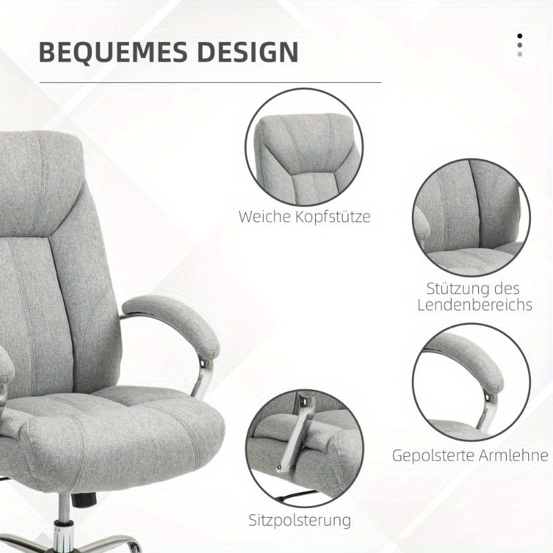 Vinsetto Ergonomic Office Chair with Adjustable Tilt & Height, Padded Armrests & Headrest, 360° Swivel, 5-Wheel Rolling Base - Light Gray Nylon Computer Desk Chair for Home & Office, Big And Tall Office Chair, Minimalistic D