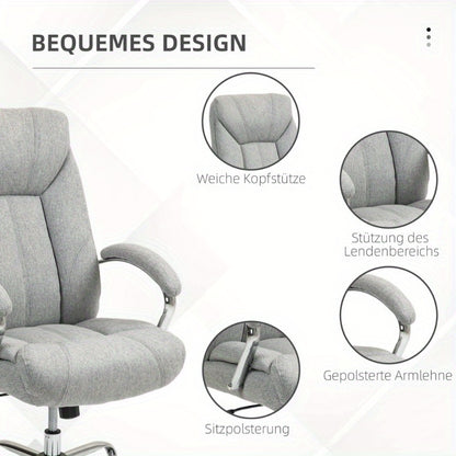 Vinsetto Ergonomic Office Chair with Adjustable Tilt & Height, Padded Armrests & Headrest, 360° Swivel, 5-Wheel Rolling Base - Light Gray Nylon Computer Desk Chair for Home & Office, Big And Tall Office Chair, Minimalistic D