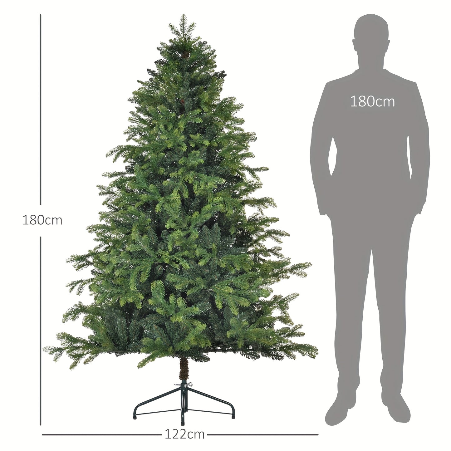Kunstkerstboom – Nepkerstboom – Kerstboom Kunst – Kunstkerstboom Groene Dennen – Kunstboom 180 cm – 1700 Dichte Takken – Stevige Metalen Voet – Eenvoudige Montage – Binnen en Buiten Geschikt
