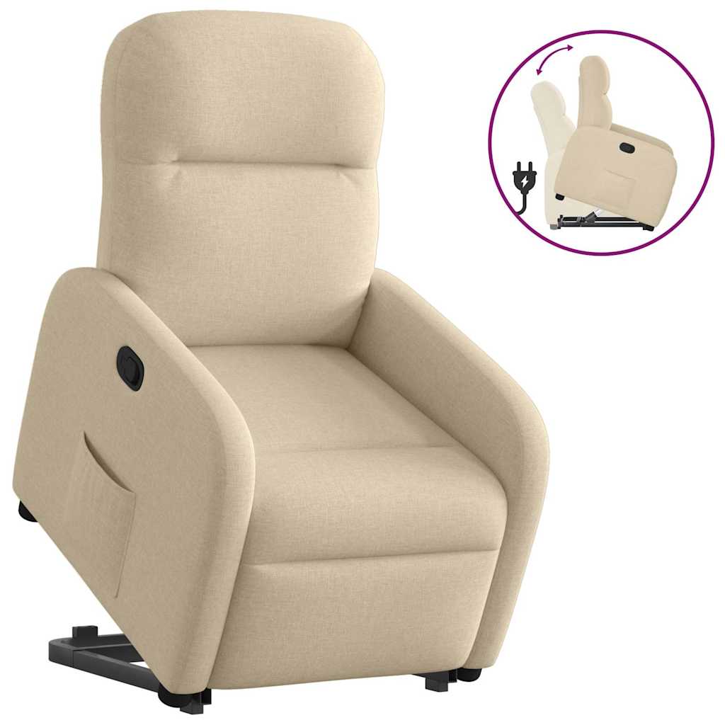 Bureaustoel Elektrisch Verstelbaar – Relaxfauteuil – Verstelbare Stoel – Elektrische Liftstoel – Comfortabele Zithouding – Elektrische Liftfunctie – Manueel Verstelbare Rugleuning – Crème Kleur