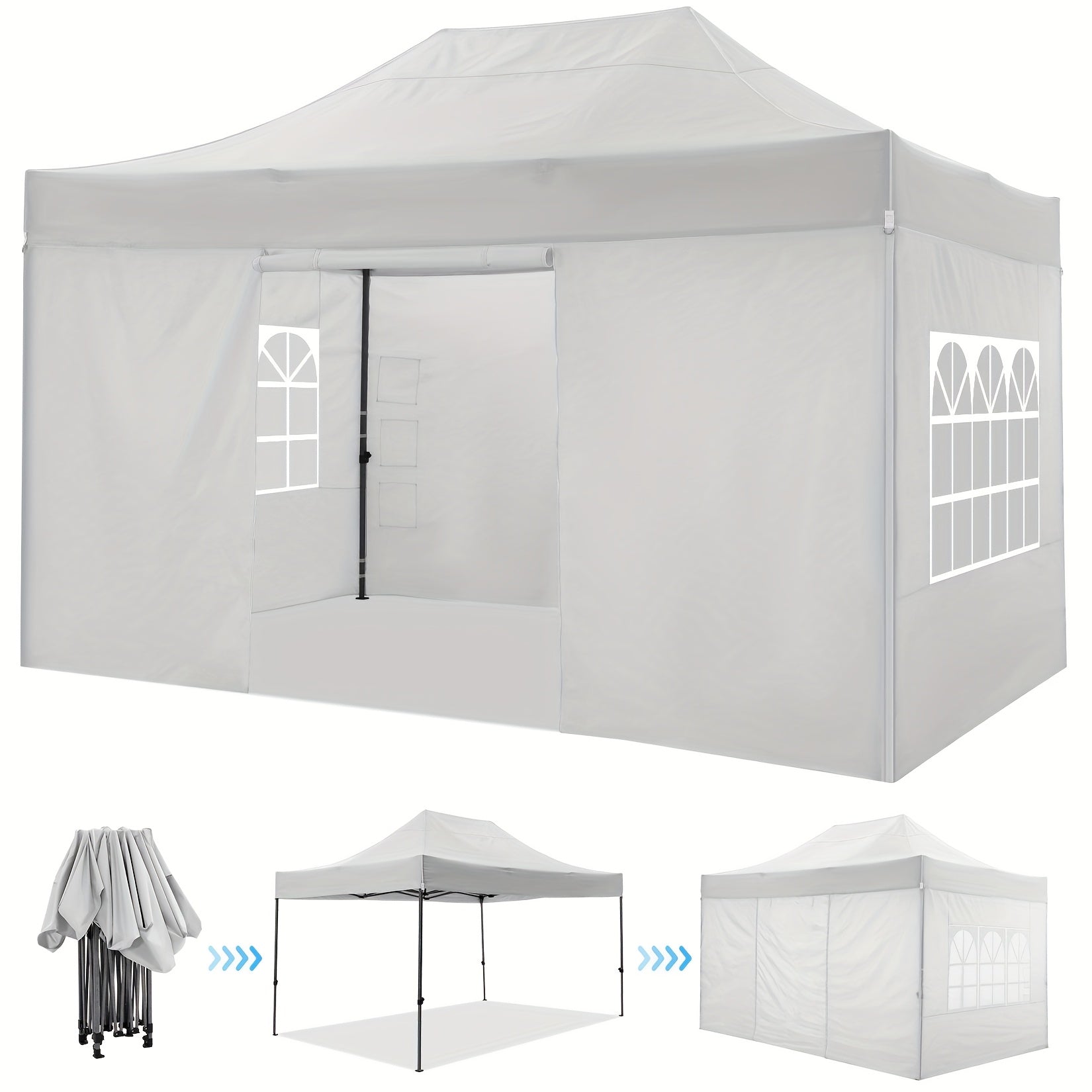 Tuinluifel – Overkapping – Zonwering – Boogluifel – Veranda – Waterdicht – 3x4,5 Meter - QUORE