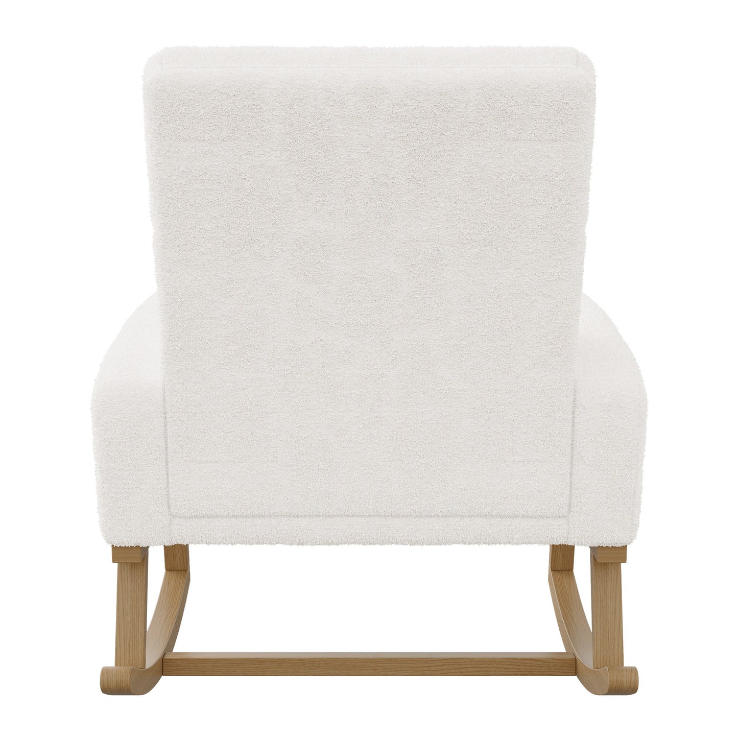 Schommelstoel – Schommelstoel Woonkamer – Relaxstoel – Schommelstoel Met Voetensteun – Lounge Stoel Wit – Wit Schapenvacht – Anti-Slip Voetjes – Comfortabele Zitting