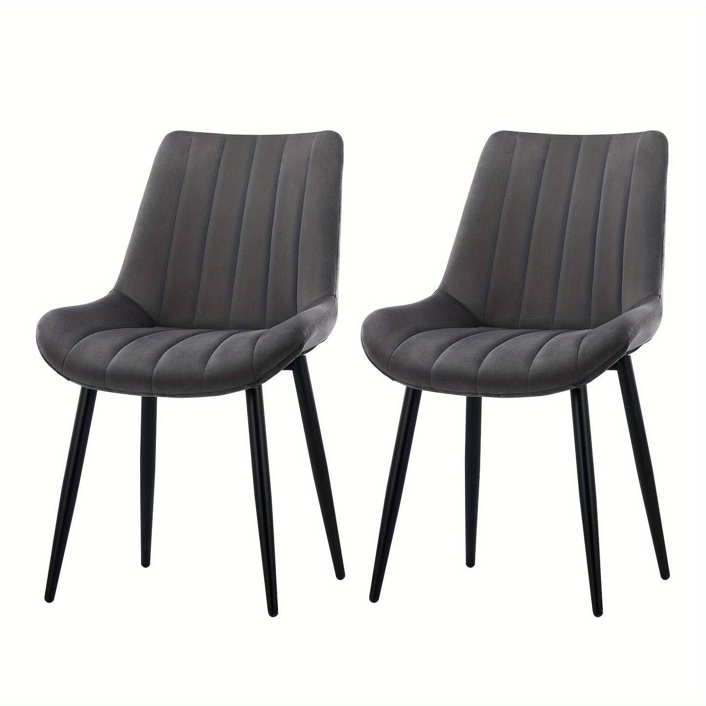 Eetkamerstoel – Stoel – Kuipstoel – Armstoel – Lounge Stoel – Set Van 2 – Zwarte Velvet Bekleding – Metalen Frame – Hoge Rugleuning – Ergonomisch Comfort