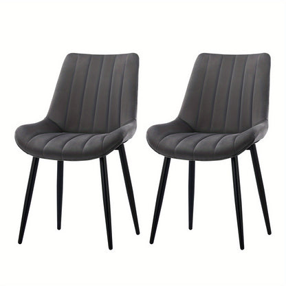 Eetkamerstoel – Stoel – Kuipstoel – Armstoel – Lounge Stoel – Set Van 2 – Zwarte Velvet Bekleding – Metalen Frame – Hoge Rugleuning – Ergonomisch Comfort