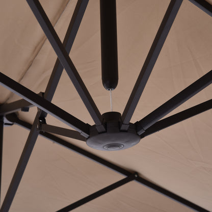 Dubbele Parasol – Grote Tuinparasol – Dubbele Zonnescherm – Outdoor Schaduwdoek – Lichtbruine Parasol – Draaiknop Opening – Stalen Frame 460x270x240 cm