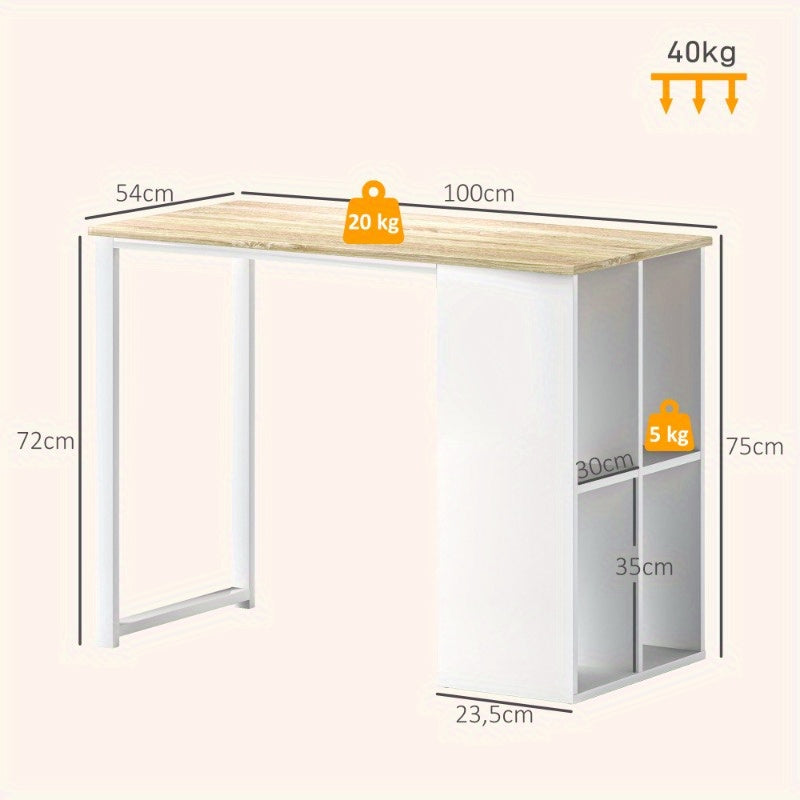 Bureau – Werkplek – Computertafel – Studietafel – Kantoortafel – Stalen Frame – Compact 100x54x75 cm – Eikenhout Look