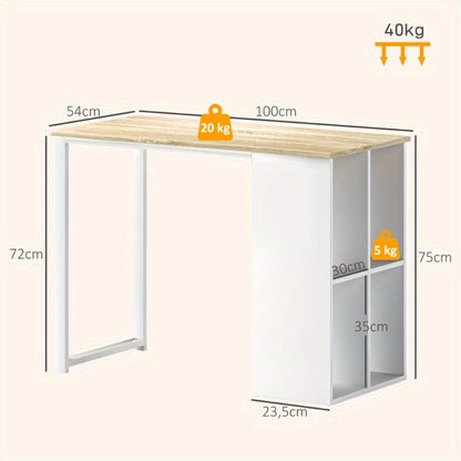 Bureau – Werkplek – Computertafel – Studietafel – Kantoortafel – Stalen Frame – Compact 100x54x75 cm – Eikenhout Look