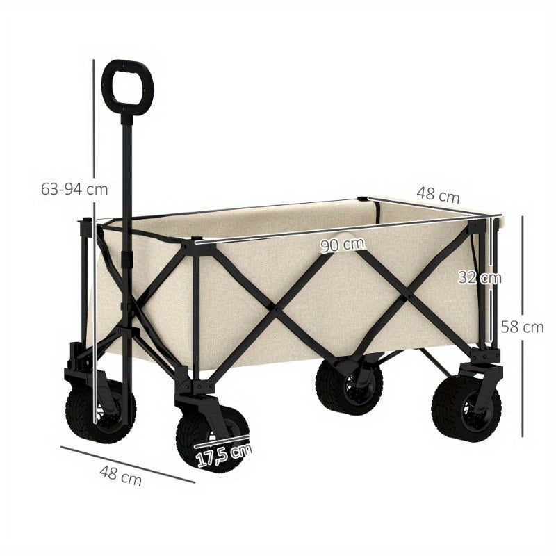 Tuinkar – Opvouwbare Kar – Bolderkar – Transportkar – Tuinwagen – 138 Liter Inhoud – Draagvermogen 100 kg