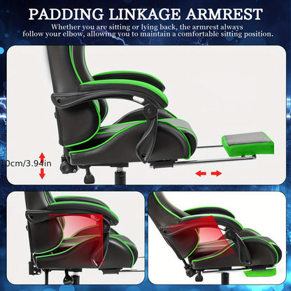 Gamingstoel – Gamestoel – Bureaustoel – Computestoel – Relaxstoel – Massagefunctie – Verstelbare Voetensteun – Ergonomisch Design – Metaal Frame – Rood-Zwart
