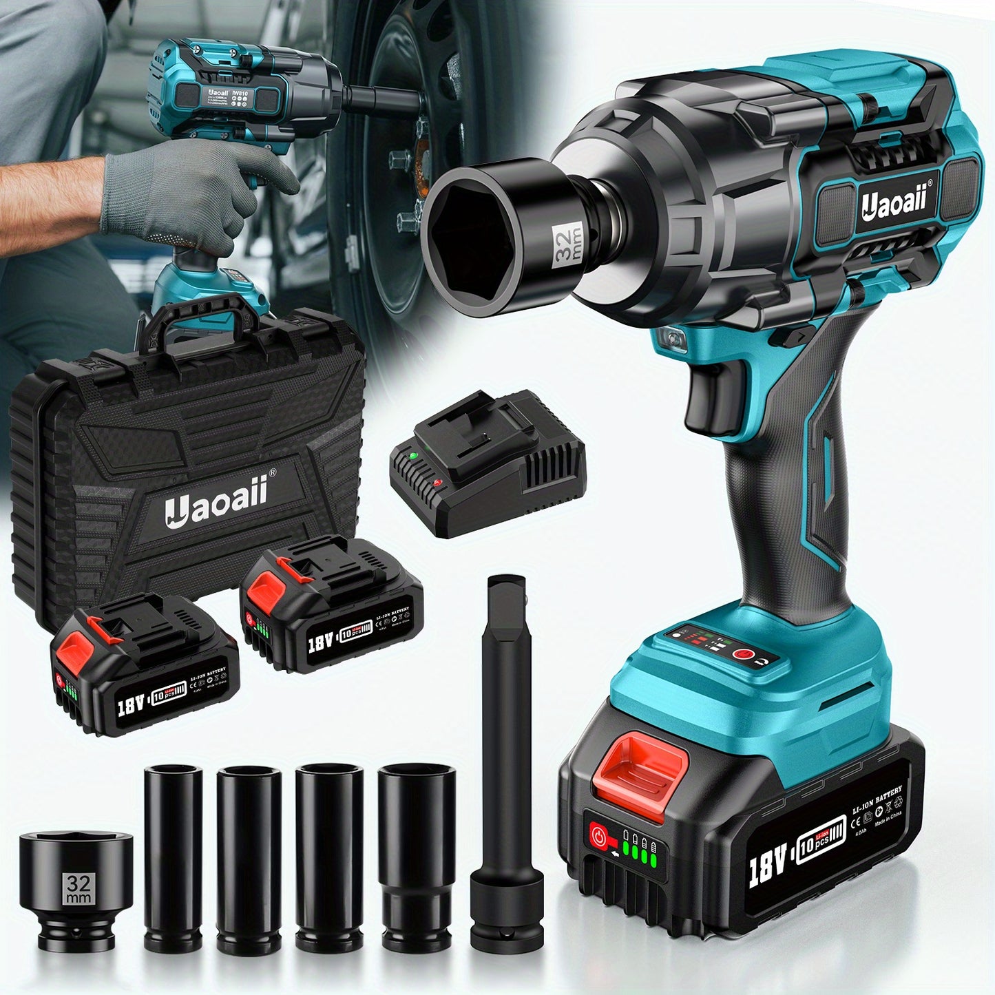 1300Nm Slagschroevendraaier – Accu Slagschroever – Draadloze Momentsleutel – Elektrische Boutendraaier – Impact Gun – 1300Nm Koppel – 2x 5.0Ah Batterijen & Koffer