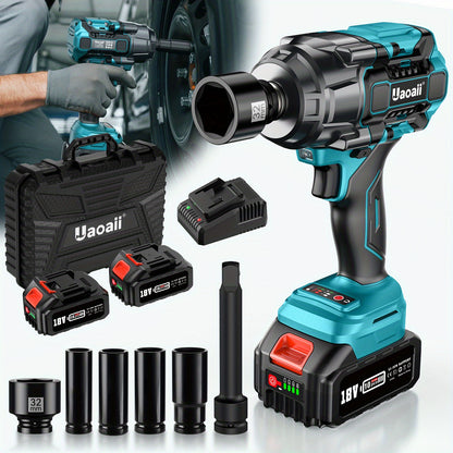 1300Nm Slagschroevendraaier – Accu Slagschroever – Draadloze Momentsleutel – Elektrische Boutendraaier – Impact Gun – 1300Nm Koppel – 2x 5.0Ah Batterijen & Koffer