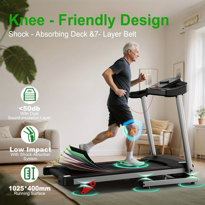 Loopband – Hardloopband – Wandelband – Treadmill – Walking Pad – 3 Hellingsniveaus – 2,5 PK Motor – Max 12 km/u – Draagvermogen 120 kg – App Compatible – Compact Design