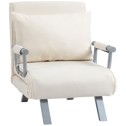 Sleeper Chair – Relaxfauteuil – Slaapfauteuil – Lounge Stoel – Tv Stoel – 5 Verstelbare Standen – Afneembare Wasbare Suède Bekleding – Wit