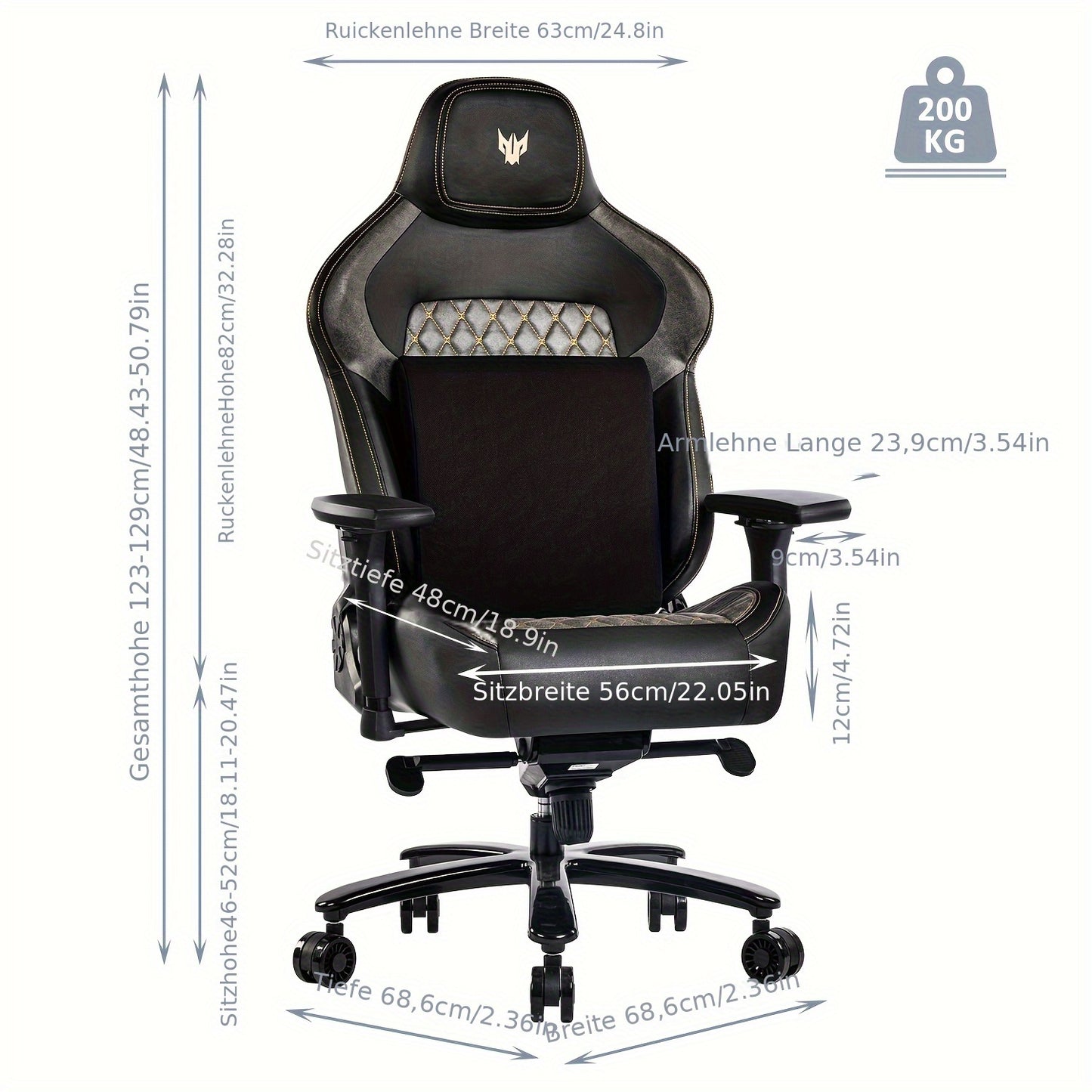 Gamingstoel – Gamestoel – Gaming Chair – Game Stoel – Bureaustoel – 4D Verstelbare Armleuningen – Ergonomische Lendensteun – Max 200 kg – Zwart-Grijs