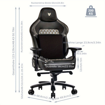 Gamingstoel – Gamestoel – Gaming Chair – Game Stoel – Bureaustoel – 4D Verstelbare Armleuningen – Ergonomische Lendensteun – Max 200 kg – Zwart-Grijs
