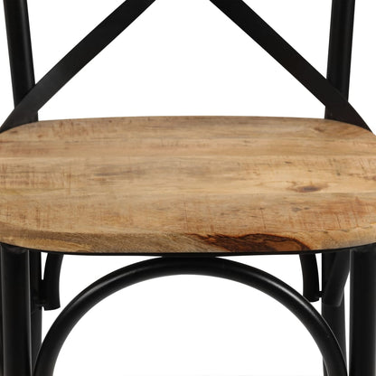 Eettafelstoel – Eetkamerstoel – Stoel – Kuipstoel – Meubel – Massief Mangohout – Zwart Stalen Frame – Handgemaakt – Duurzaam & Stevig