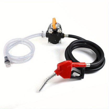 Dieselpomp – Brandstofpomp – Overhevelingspomp – Oliepomp – Hevelpomp – Zelfaanzuigend – 60L/min Doorvoersnelheid – Inclusief 2m PVC & 4m Rubberen Slangen