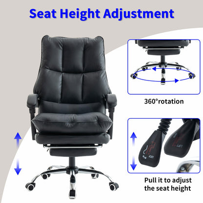 Bureaustoel – Office Chair – Draaistoel – Kantoorstoel – Gamestoel – Hoogte Verstelbaar – PU Leer Met Lendensteun - Zwart