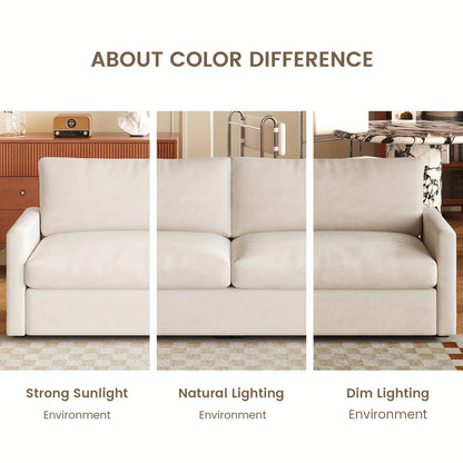 Bank – Tweezitsbank – Sofa – Loveseat – Zithoek – Beige Kleur – Oversized Comfortabele Zitting – Eenvoudige Montage